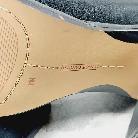 New Vince Camuto Perlanie Leather Black Pointy Toe Heel Knee Hight Boot T166 - Picture 9 of 13